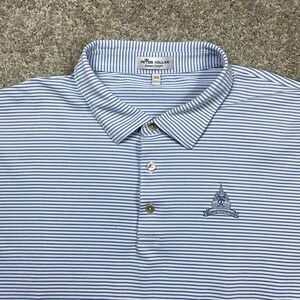 Peter Millar Polo Shirt Mens 2XL Blue Stripe Golf Congressional Embroidered Logo